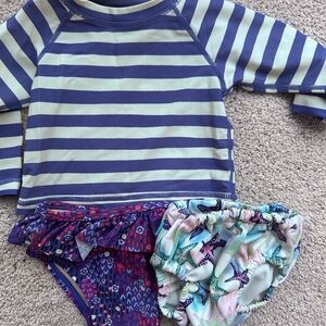 Striped Blue and White Kids Swim Set